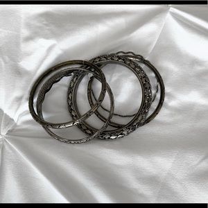 Metallic silver bangles